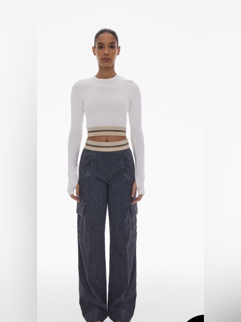 Helmut Lang Cropped Logo Baby Tee